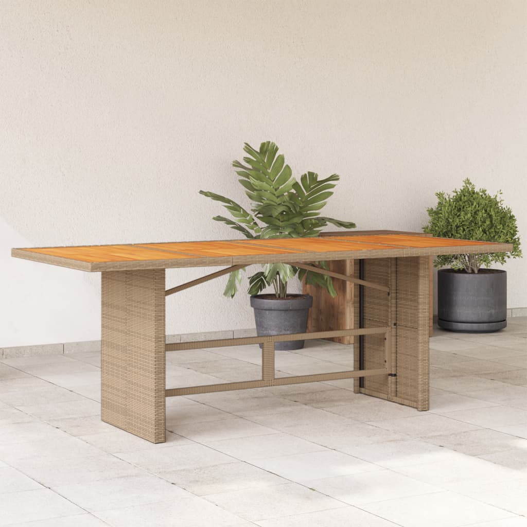 Tavolo Giardino Piano Legno Acacia Beige 190x80x74cm Polyrattan | homemem39