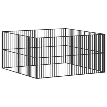 Box per Cani 8 Pannelli Nero Acciaio Zincato - homemem39