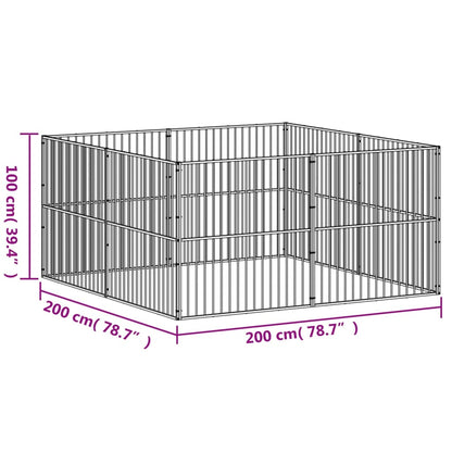 Box per Cani 8 Pannelli Nero Acciaio Zincato - homemem39