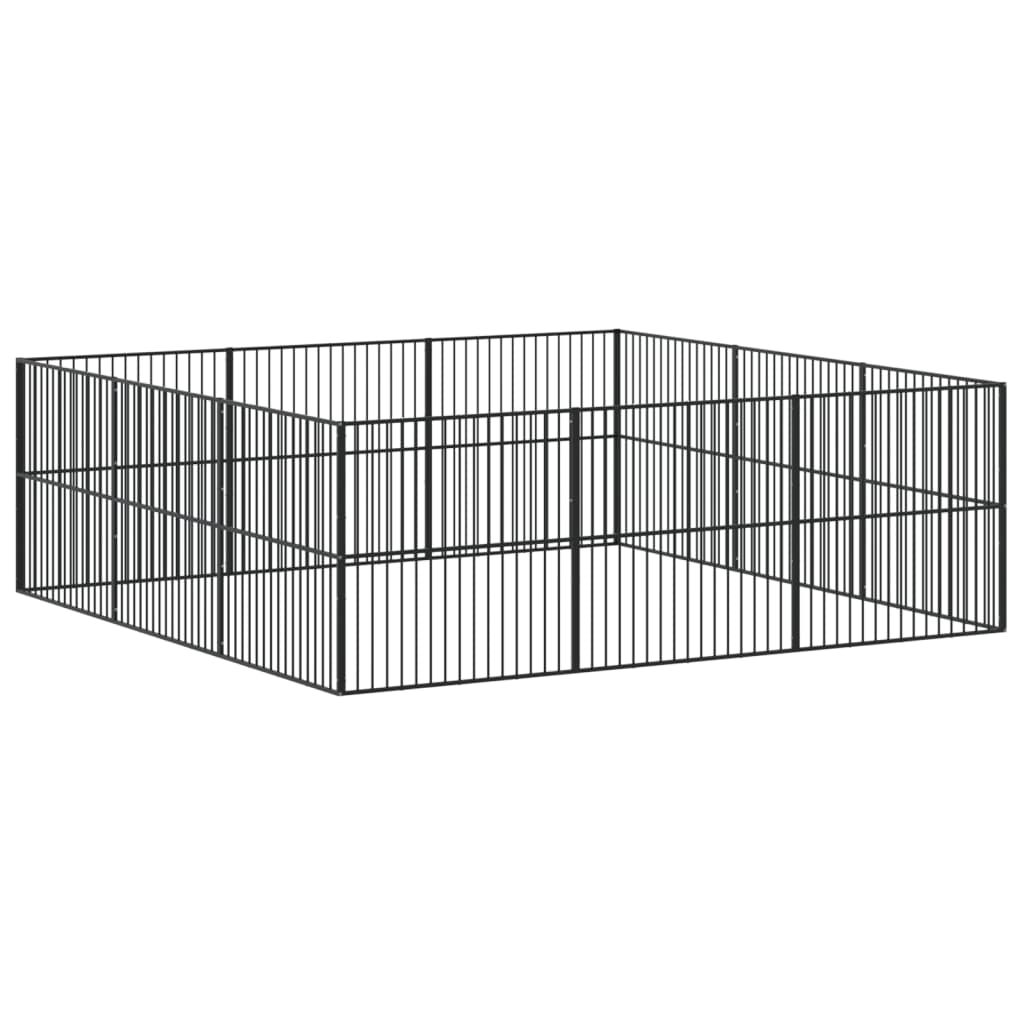 Box per Cani 12 Pannelli Nero Acciaio Zincato - homemem39