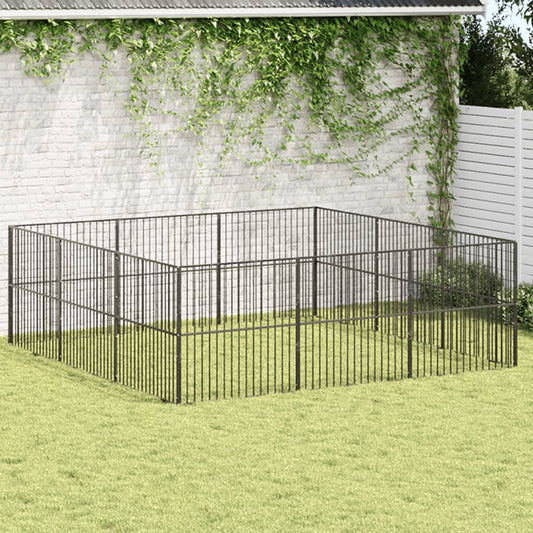 Box per Cani 12 Pannelli Nero Acciaio Zincato - homemem39