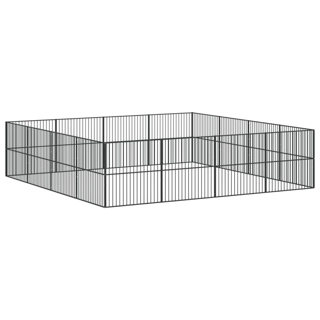 Box per Cani 16 Pannelli Nero Acciaio Zincato - homemem39