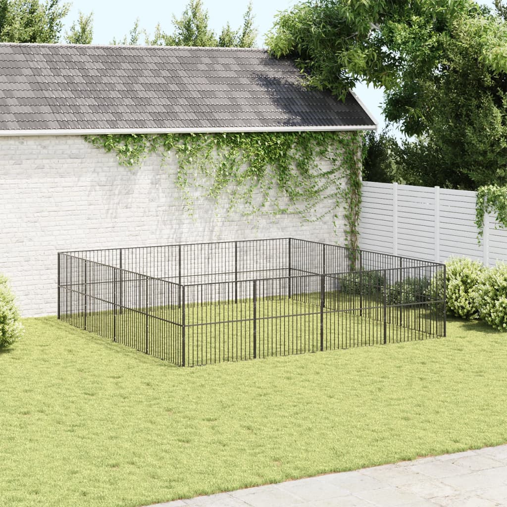 Box per Cani 16 Pannelli Nero Acciaio Zincato - homemem39