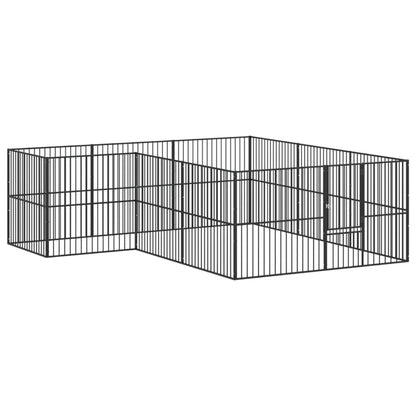Box per Cani 12 Pannelli Nero Acciaio Zincato - homemem39