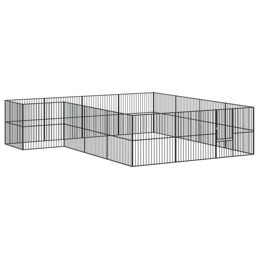 Box per Cani 16 Pannelli Nero Acciaio Zincato - homemem39