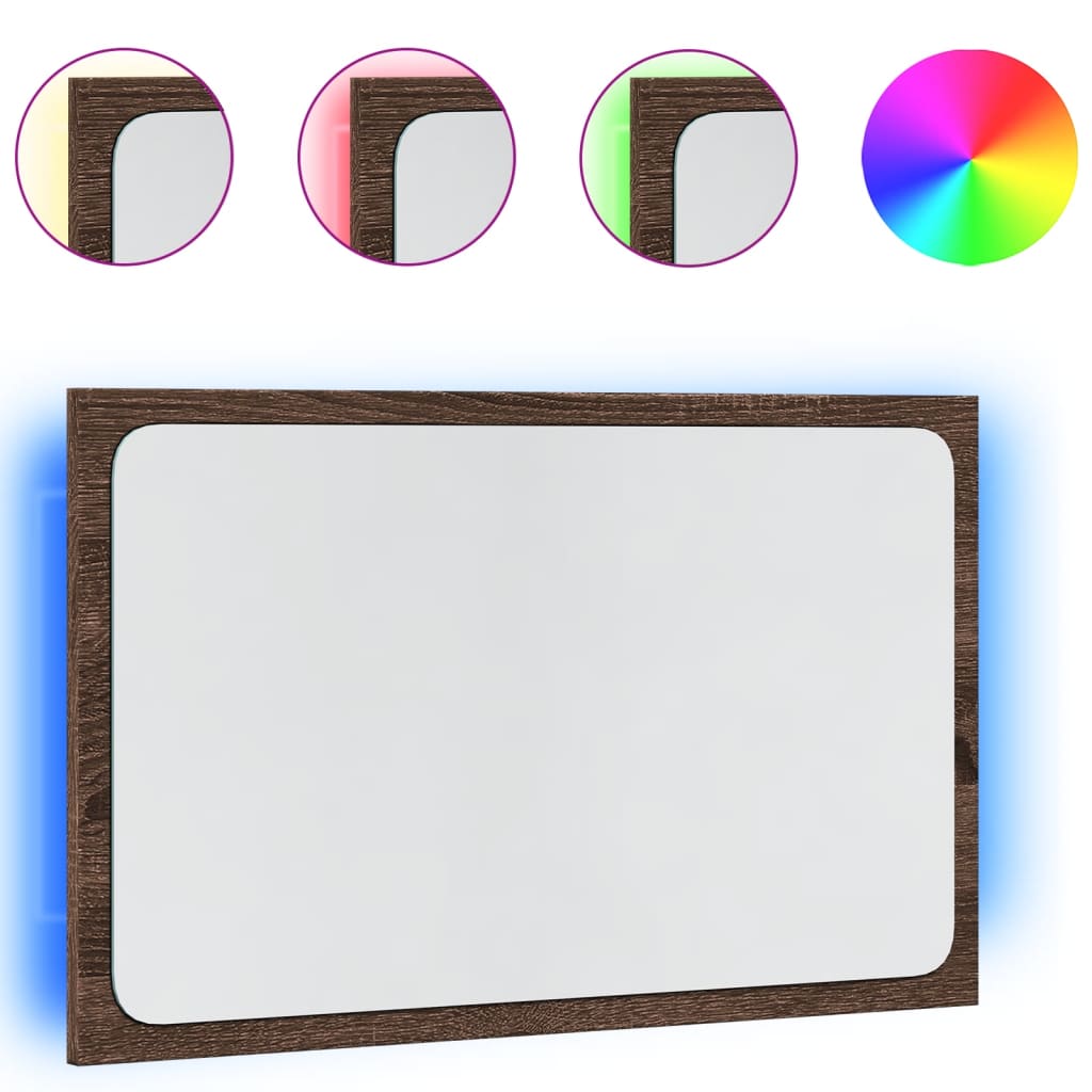Specchio da Bagno LED Rovere Marrone 60x8,5x38 cm in Truciolato | homemem39