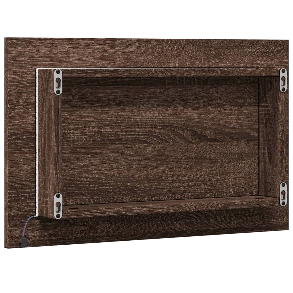 Specchio da Bagno LED Rovere Marrone 60x8,5x38 cm in Truciolato | homemem39