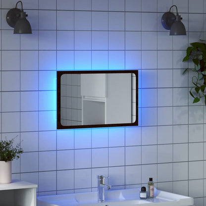 Specchio da Bagno LED Rovere Marrone 60x8,5x38 cm in Truciolato | homemem39