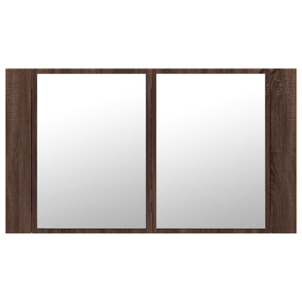Armadietto Specchio con LED Rovere Marrone 80x12x45cm Acrilico - homemem39