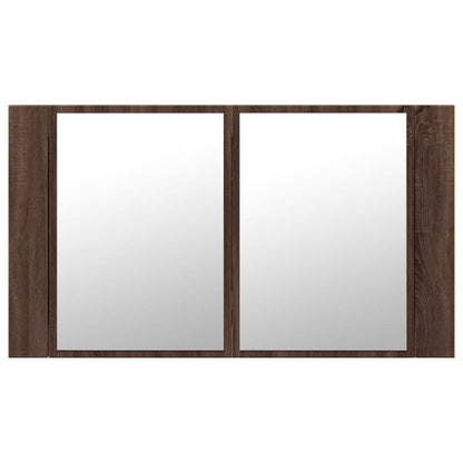 Armadietto Specchio con LED Rovere Marrone 80x12x45cm Acrilico - homemem39