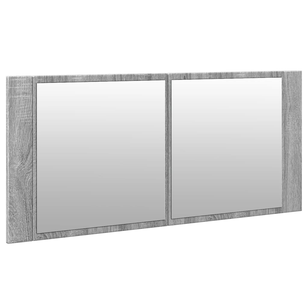 Armadietto Specchio con LED da Bagno Grigio Sonoma 100x12x45 cm - homemem39