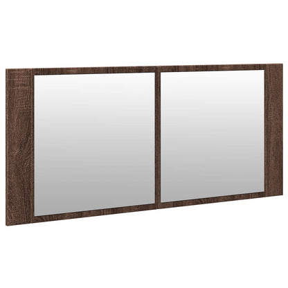 Armadietto Specchio con LED da Bagno Rovere Marrone 100x12x45cm | homemem39