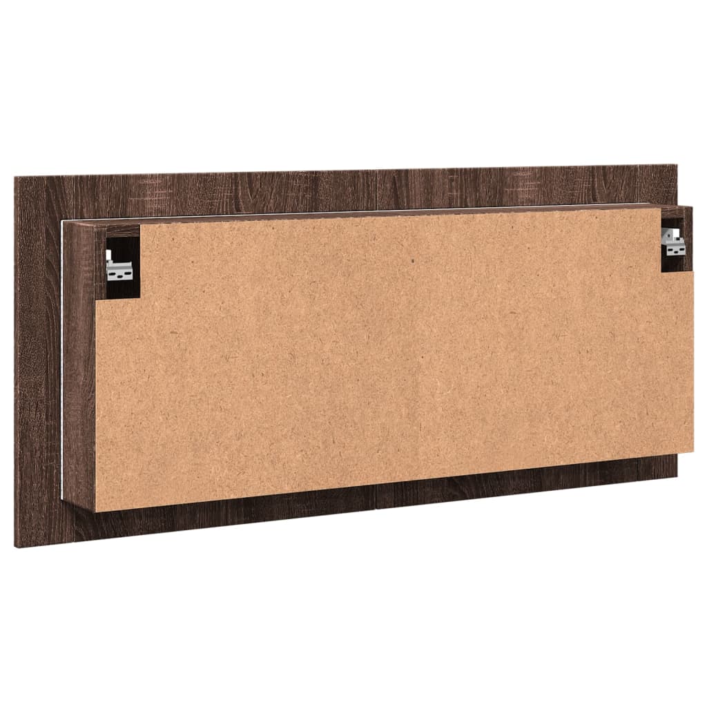 Armadietto Specchio con LED da Bagno Rovere Marrone 100x12x45cm | homemem39