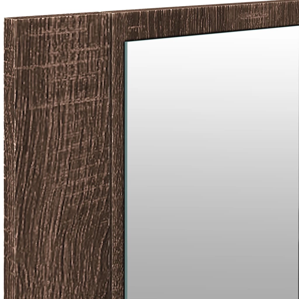 Armadietto Specchio con LED da Bagno Rovere Marrone 100x12x45cm | homemem39
