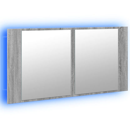 Armadietto a Specchio con LED Grigio Sonoma 90x12x45cm Acrilico - homemem39
