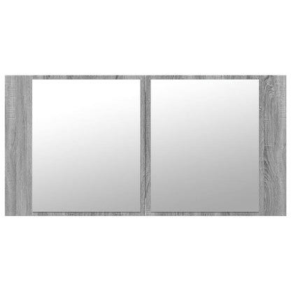 Armadietto a Specchio con LED Grigio Sonoma 90x12x45cm Acrilico - homemem39