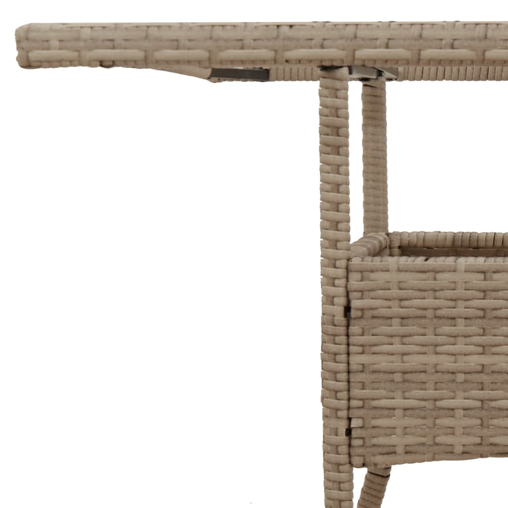 Tavolo da Giardino con Piano Vetro Beige 80x80x75 cm Polyrattan - homemem39