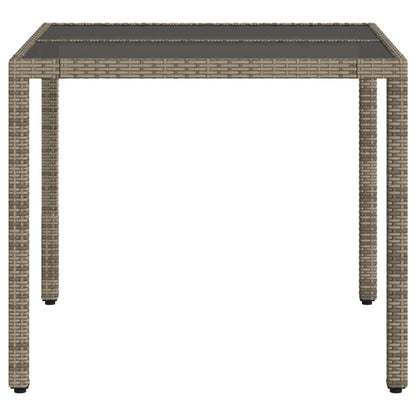 Tavolo da Giardino Piano in Vetro Grigio 90x90x75 cm Polyrattan - homemem39