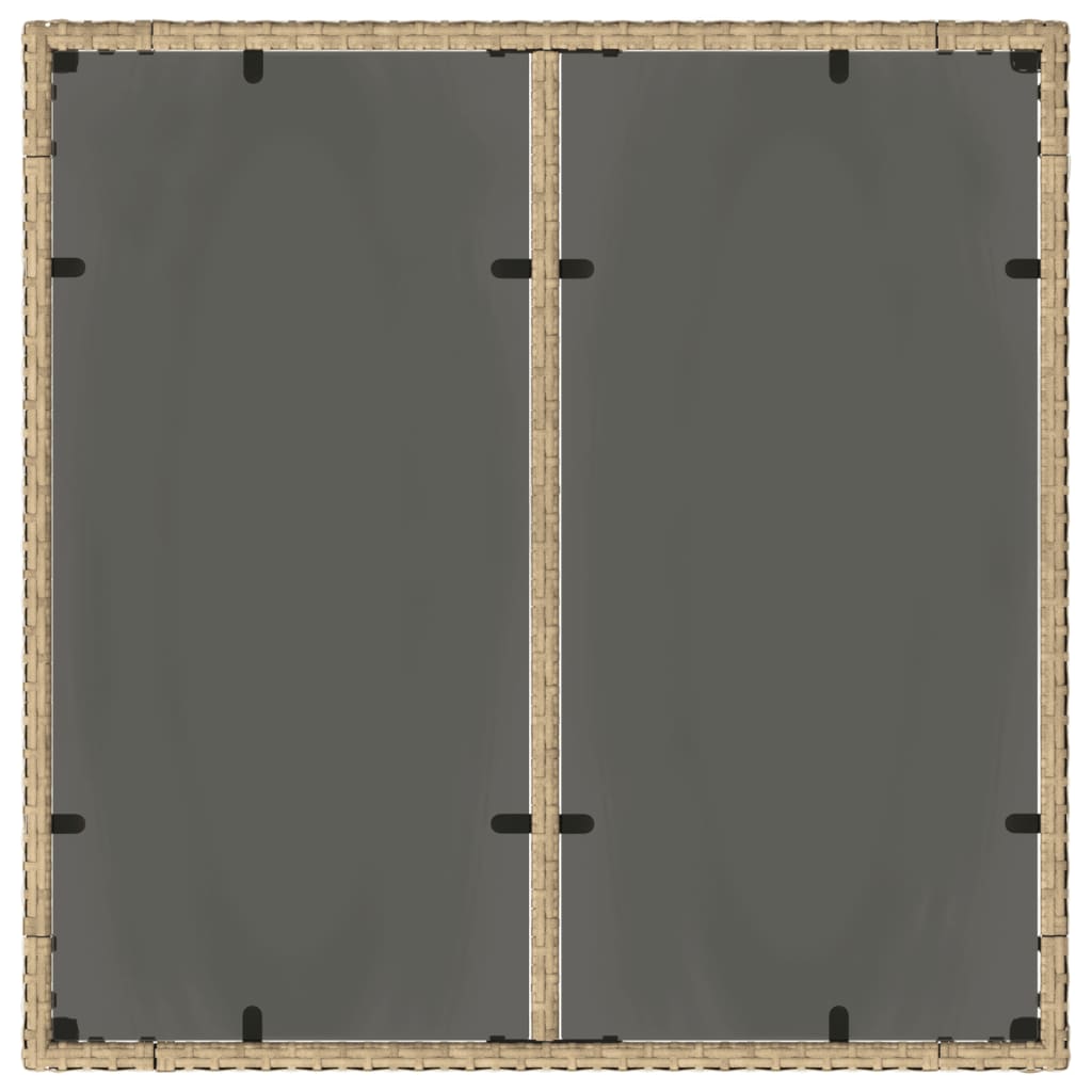 Tavolo da Giardino con Piano Vetro Beige 90x90x75 cm Polyrattan - homemem39