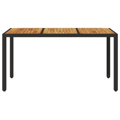 Tavolo Giardino Piano Legno Acacia Nero 150x90x75 cm Polyrattan