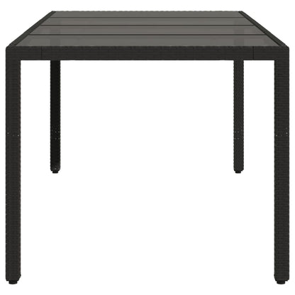 Tavolo da Giardino Piano in Vetro Nero 190x90x75 cm Polyrattan