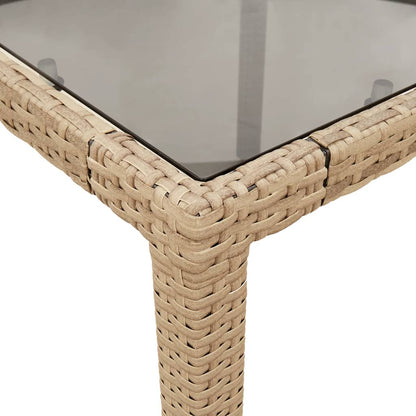 Tavolo da Giardino Piano in Vetro Beige 190x90x75 cm Polyrattan - homemem39