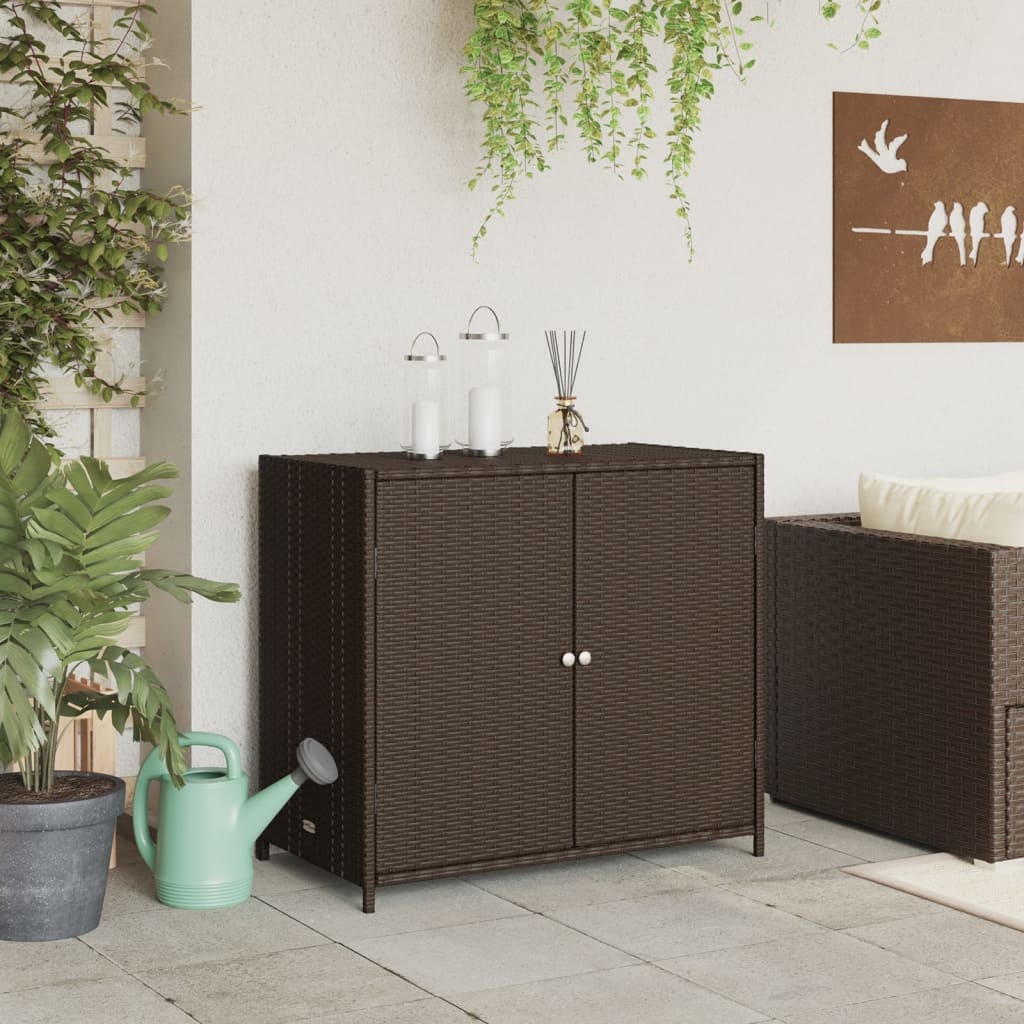 Armadietto Portaoggetti Giardino Marrone 83x45x76 cm Polyrattan