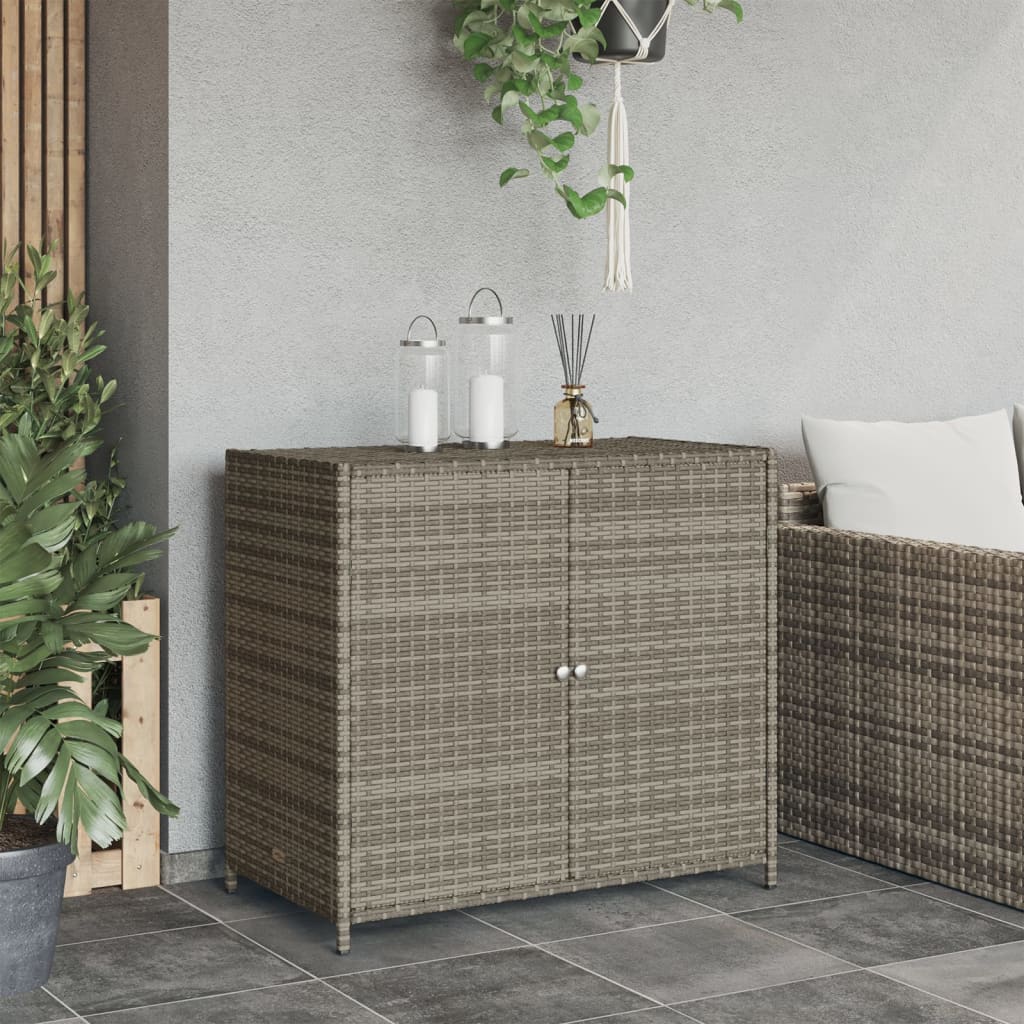 Armadietto Portaoggetti Giardino Grigio 83x45x76 cm Polyrattan - homemem39