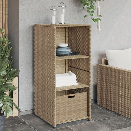 Armadietto Portaoggetti Giardino Beige 50x55x115cm Polyrattan - homemem39