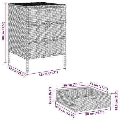 Armadietto Portaoggetti da Giardino Nero 55x59x80cm Polyrattan - homemem39