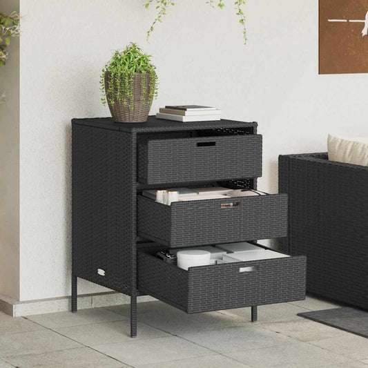 Armadietto Portaoggetti da Giardino Nero 55x59x80cm Polyrattan - homemem39