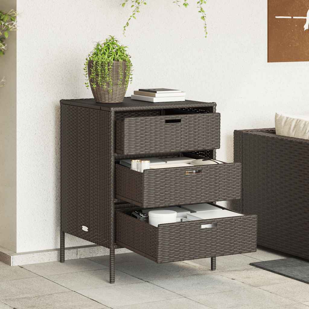 Armadietto Portaoggetti Giardino Marrone 55x59x80cm Polyrattan - homemem39