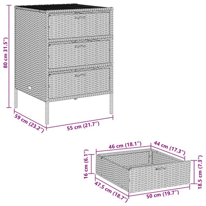 Armadietto Portaoggetti Giardino Marrone 55x59x80cm Polyrattan - homemem39