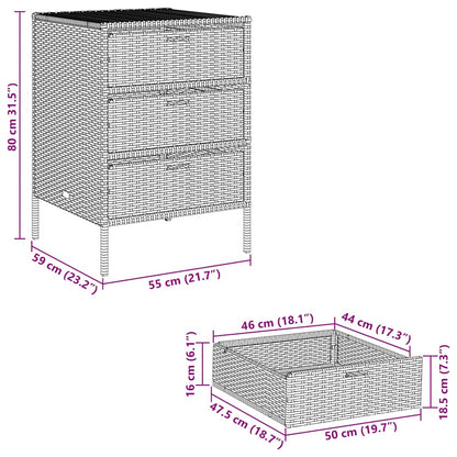 Armadietto Portaoggetti Giardino Grigio 55x59x80cm Polyrattan - homemem39
