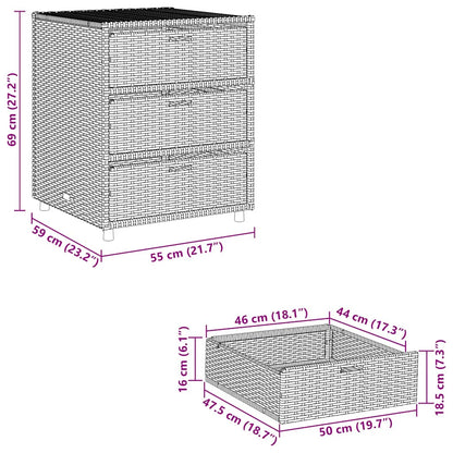 Armadietto Portaoggetti da Giardino Beige 55x59x69cm Polyrattan - homemem39