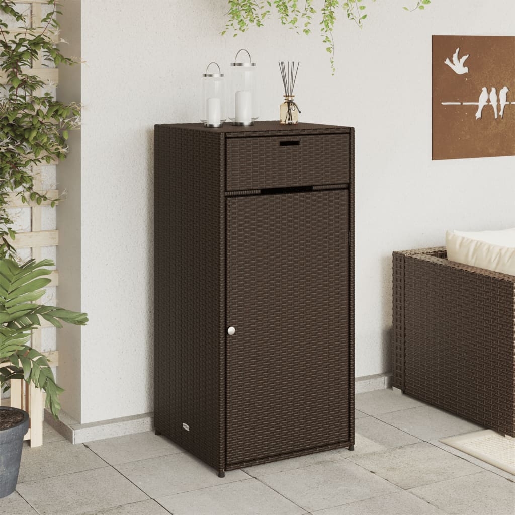 Armadietto Portaoggetti Giardino Marrone 55x55x111cm Polyrattan - homemem39