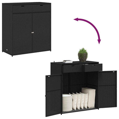 Armadietto Portaoggetti Giardino Nero 105x55x113cm Polyrattan - homemem39