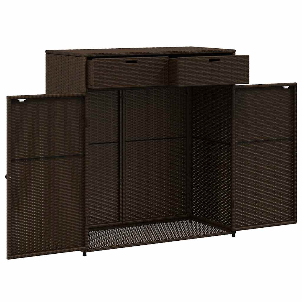 Armadietto Portaoggetti Giardino Marrone 105x55x113 Polyrattan - homemem39