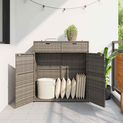 Armadietto Portaoggetti Giardino Grigio 105x55x113cm Polyrattan - homemem39