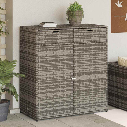 Armadietto Portaoggetti Giardino Grigio 105x55x113cm Polyrattan - homemem39