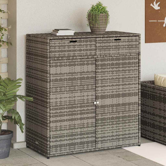 Armadietto Portaoggetti Giardino Grigio 105x55x113cm Polyrattan - homemem39