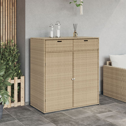 Armadietto Portaoggetti Giardino Beige 105x55x113cm Polyrattan - homemem39