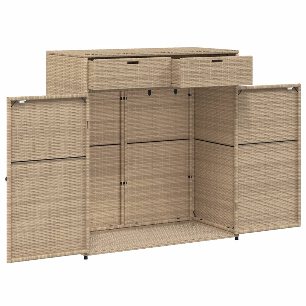 Armadietto Portaoggetti Giardino Beige 105x55x113cm Polyrattan