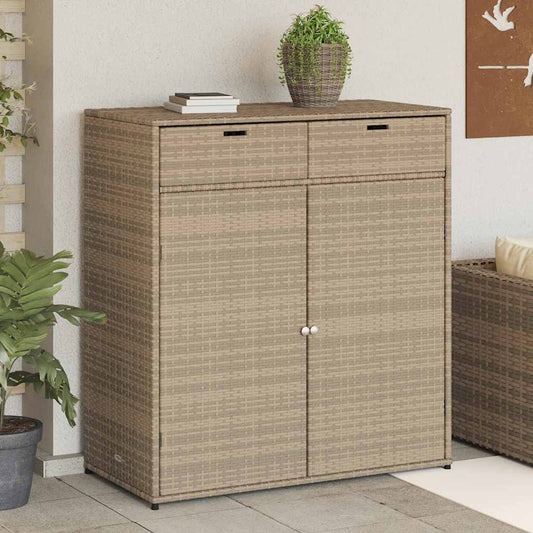 Armadietto Portaoggetti Giardino Beige 105x55x113cm Polyrattan - homemem39