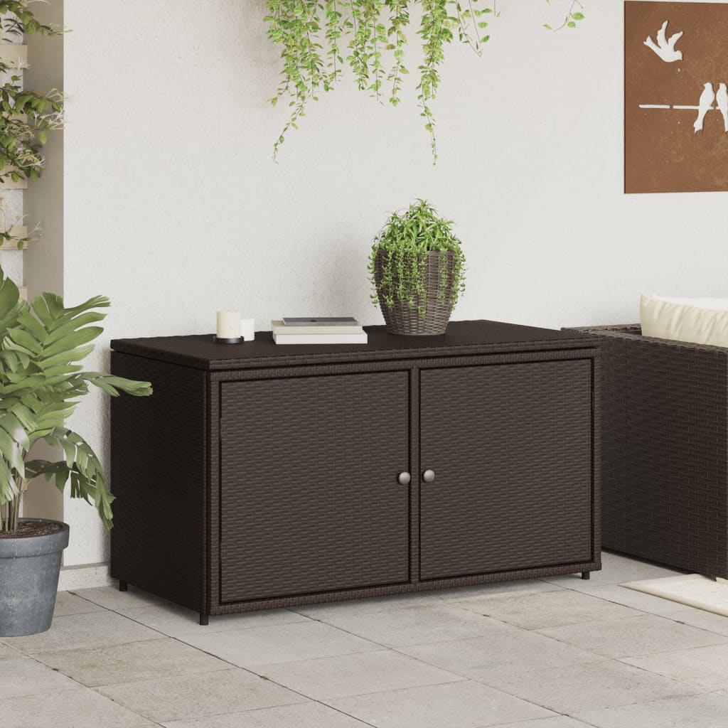 Armadietto Portaoggetti Giardino Marrone 110x55x60,5 Polyrattan - homemem39