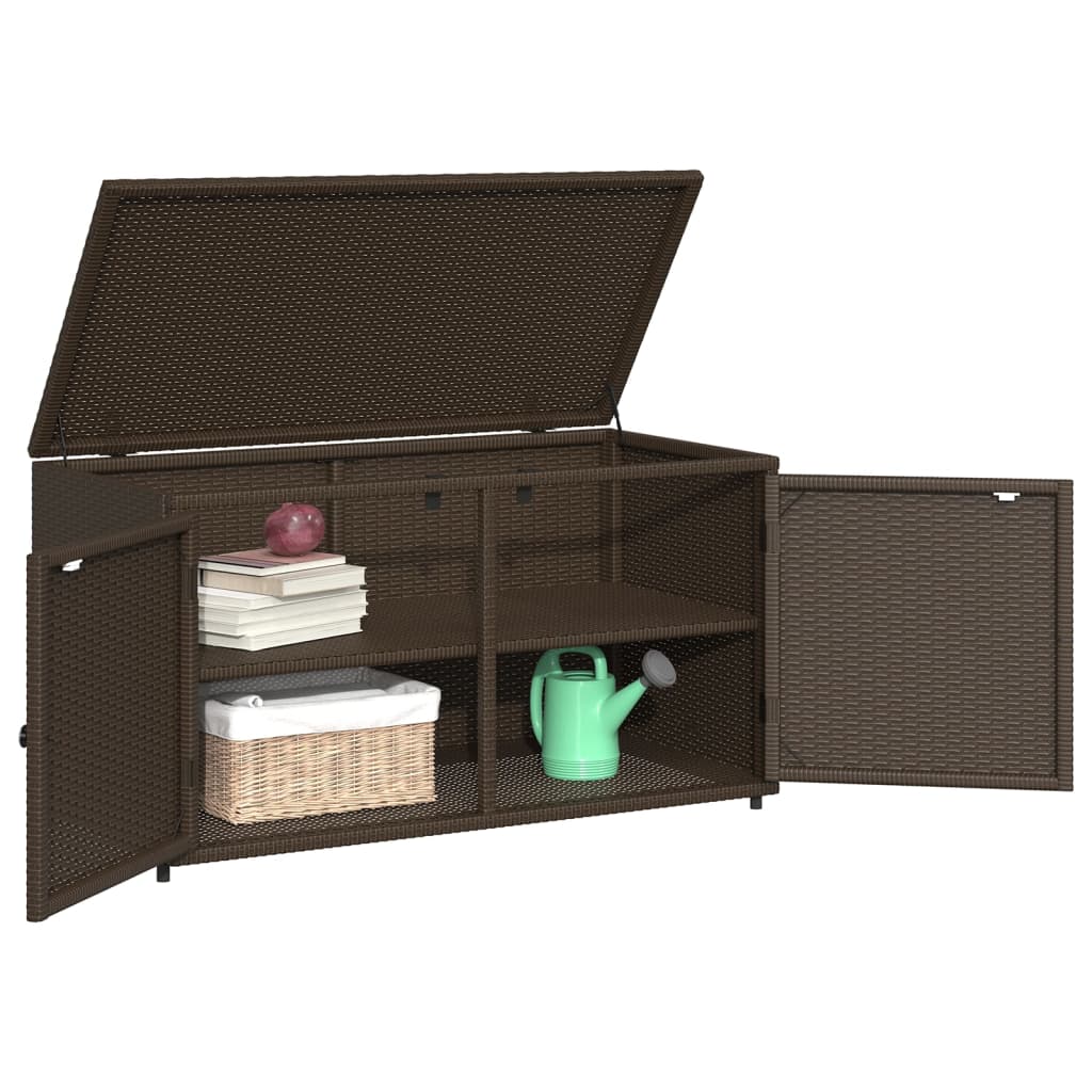 Armadietto Portaoggetti Giardino Marrone 110x55x60,5 Polyrattan - homemem39