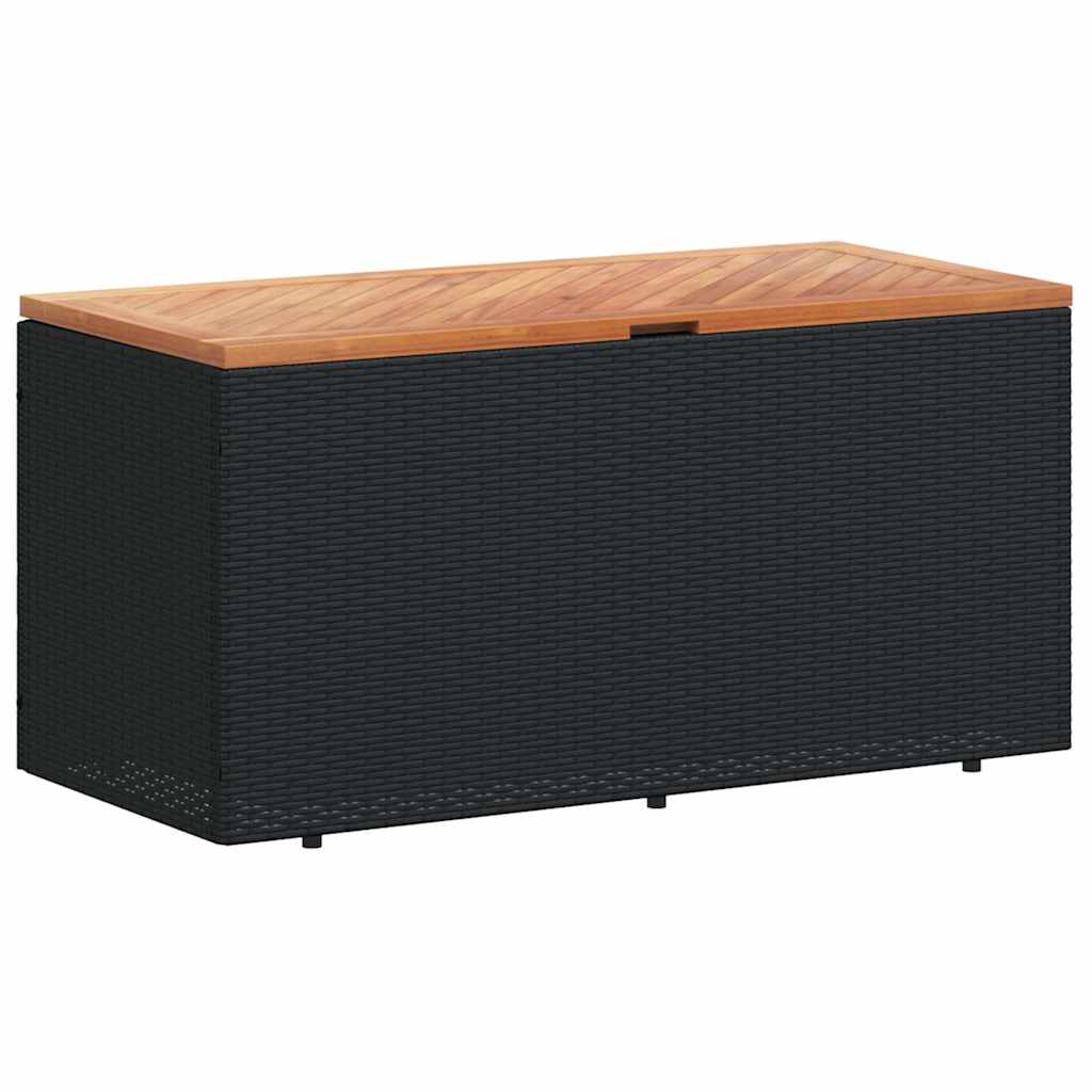 Contenitore Giardino Nero 110x50x54cm Polyrattan e Legno Acacia | homemem39