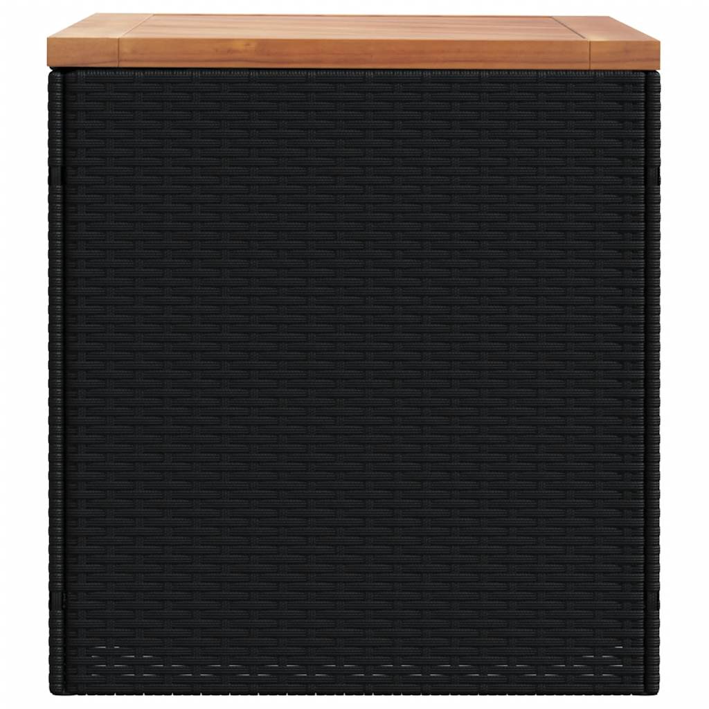 Contenitore Giardino Nero 110x50x54cm Polyrattan e Legno Acacia | homemem39