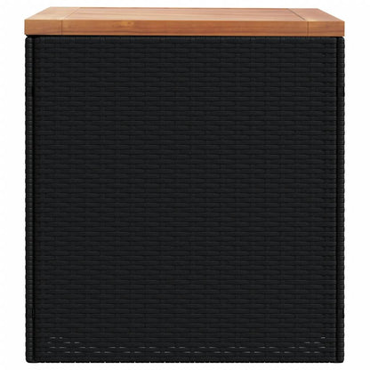 Contenitore Giardino Nero 110x50x54cm Polyrattan e Legno Acacia | homemem39