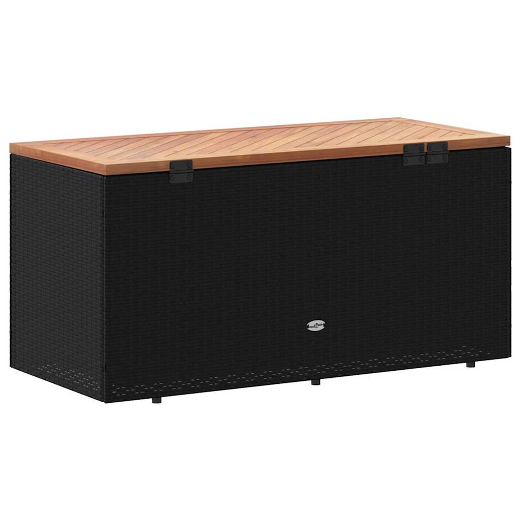 Contenitore Giardino Nero 110x50x54cm Polyrattan e Legno Acacia | homemem39